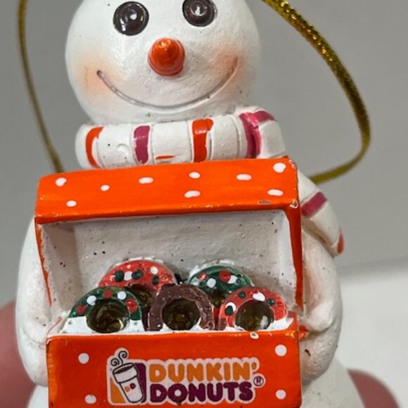 2009 Snowman Holding Box of Dunkin Donuts Christmas Ornament 3" Collectible - Picture 7 of 15